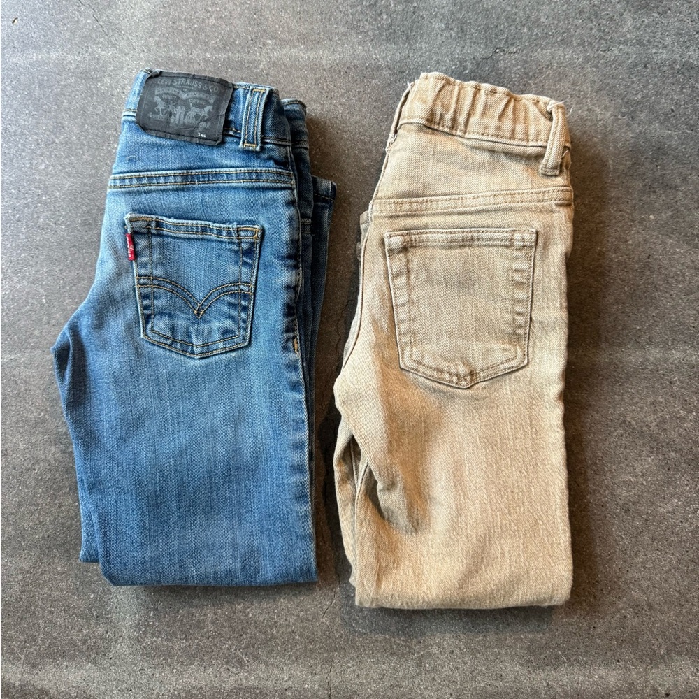 SET OF 2! Levi's Denim Blue and GAP Beige Jeans Size 5T